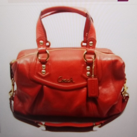 Coach Handbags - COACH Ashley F19247 Orange Leather Purse